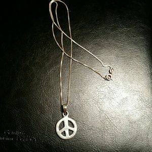 Sterling Silver Peace Sign Necklace